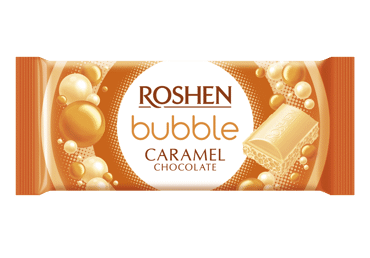 Baltā šokolāde ROSHEN Bubble ar karameli 80g