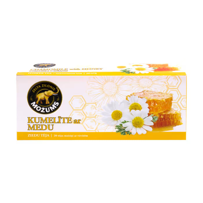 Zāļu tēja MOŽUMS Kumelītes ar medu, ar virvīti maisiņos, 20*1g