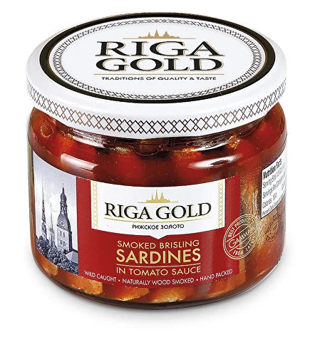 Riga gold šprotes tomātu mērcē  (stikla bundžas) 175g