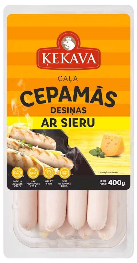 Ķekava PF Vistas cepamās desiņas ar sieru 400g