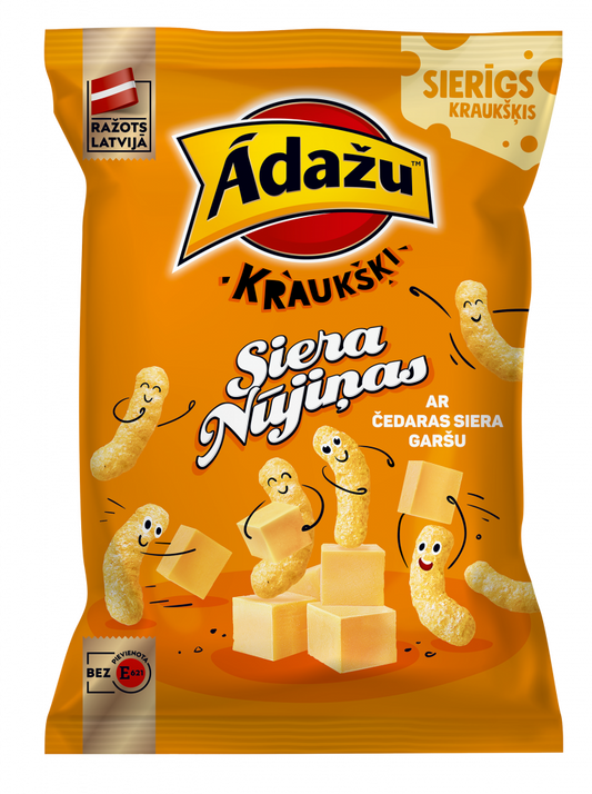 Ādažu Čipsi Kukurūzas un pupiņu nūjiņas Ar čedaras siera garšu 100g