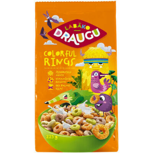 Sausās brokastis DRAUGU' Colorful Rings, 225g