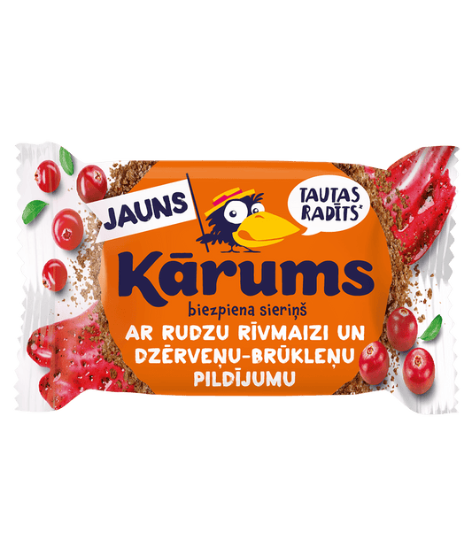 Kārums Biezpiena sieriņš ar rudzu rīvmaizi, dzērvenēm un brūklenēm, 45g