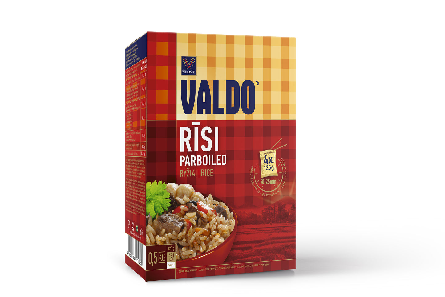 Rīsi PARBOILED VALDO 0.5 kg (4x125g)